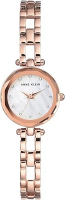 Anne Klein Rose Gold Watch w/ Mother of Pearl Dial & Crystal Accents AK-3120MPRG