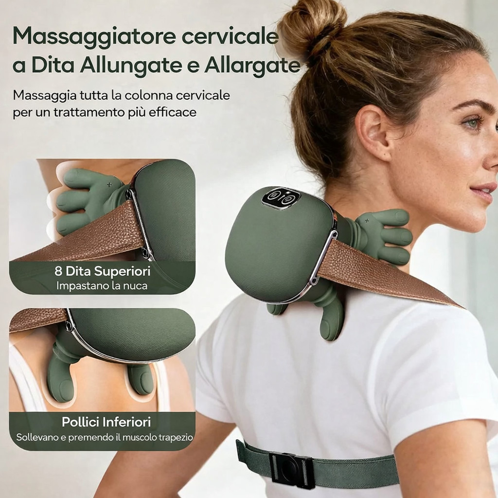 Massaggiatore Cervicale Wireless 4D Mani Bioniche Calore Rilassante Offerta