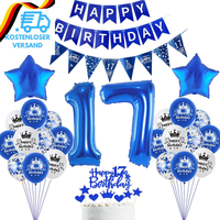 Deko 17. Geburtstag Dekoration,Blau Tortendeko Geburtstag 17 Jahre Junge Party D