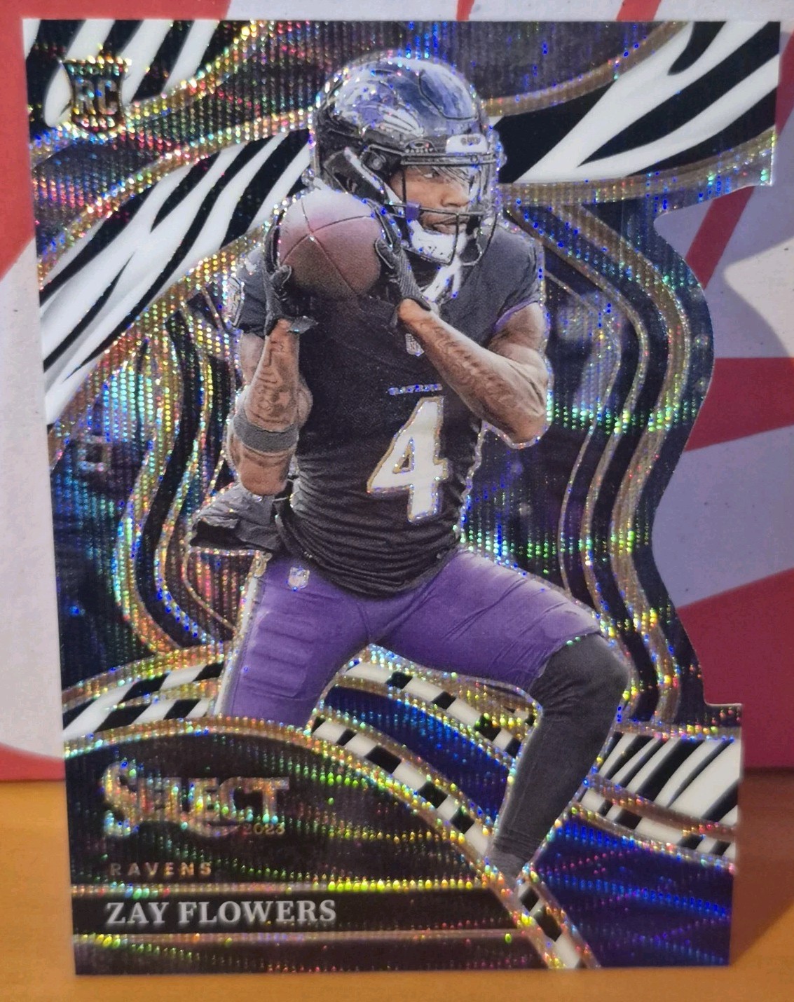 2023 Panini Select - Club Level Zay Flowers #201 Zebra Prizm Die-Cut (RC)