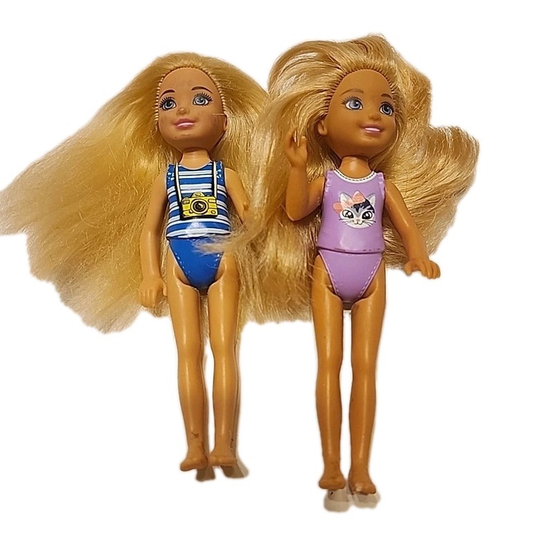 Barbie Club Chelsea Beach Doll with Blonde Hair 6 Inch Tall Set Of 2