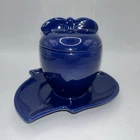 VINTAGE RED WING POTTERY HOSTESS WARE APPLE MARMALADE JAR W/UNDERPLATE AND LID