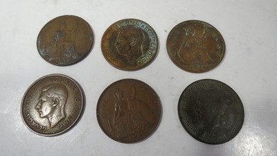 Great Britain Penny lot 6 Old English Coin EDWARD V 1936/39/46/47/47/49