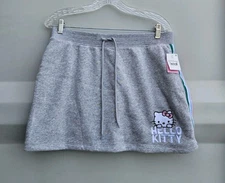 Hello Kitty: Heather Grey Fleece Tennis Skirt W/Pockets & Tie String NWT L