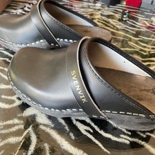 Holz Clogs von SVENVIK Unisex neuwertig Gr. 39 aus schwarzem Leder. Top in❣️