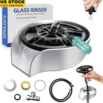 Upgrade Pull-out Glass Rinser 360 Degree Rotating Faucet Cup Washer Kitchen Sink