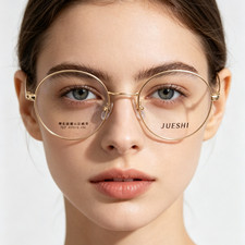 Retro Round Gold Wire 46 mm Eyeglasses Frame No-Slip Ear Hook Rx-able Glasses