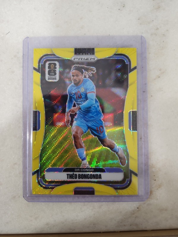 2026 Panini Prizm FIFA World Cup Theo Bongonda #468 Yellow Wave 157/180 DR Congo
