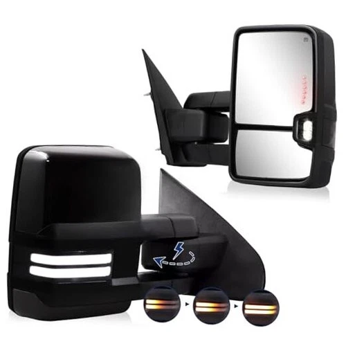 Power Folding Towing Mirror Compatible with 2014-2018 Chevy Silverado Black