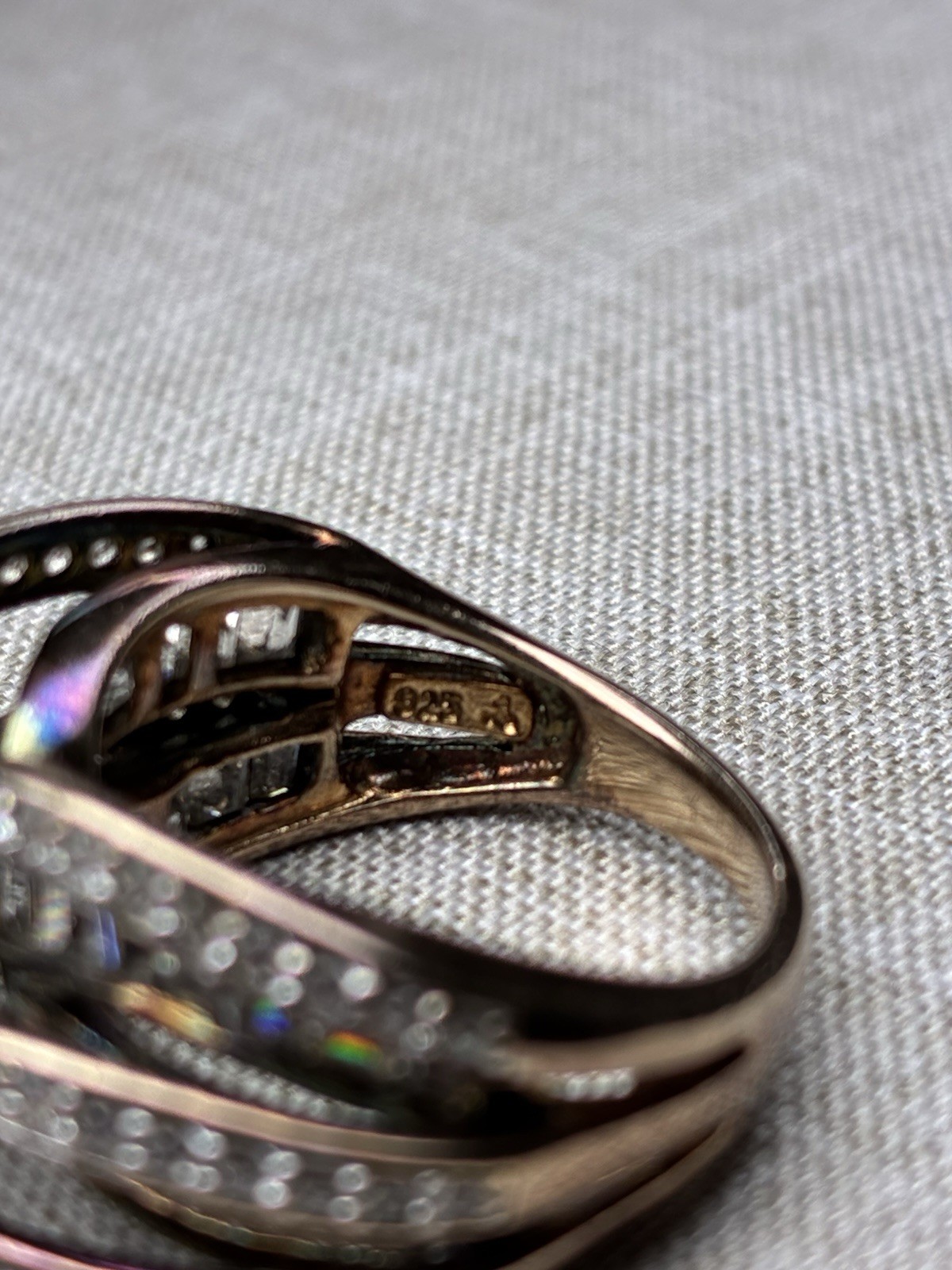 925 Sterling Silver Multi Level Crossover Ring Cl… - image 4