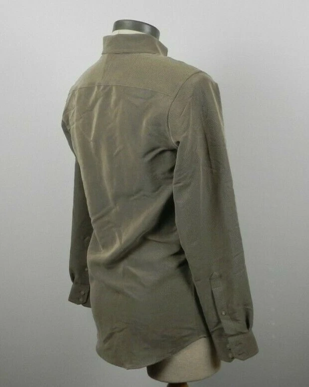 Camisa de Murano para Hombres Pequeña Fácil Cuidado Bolsillo Abotonado Marrón Rayas Manga Larga Foto 4 de 4