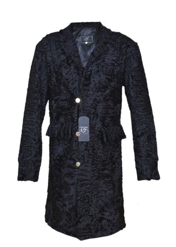 Man's Real Persian Lamb Karakul Fur Jacket White Lines Coat AllSizes Pre Sale