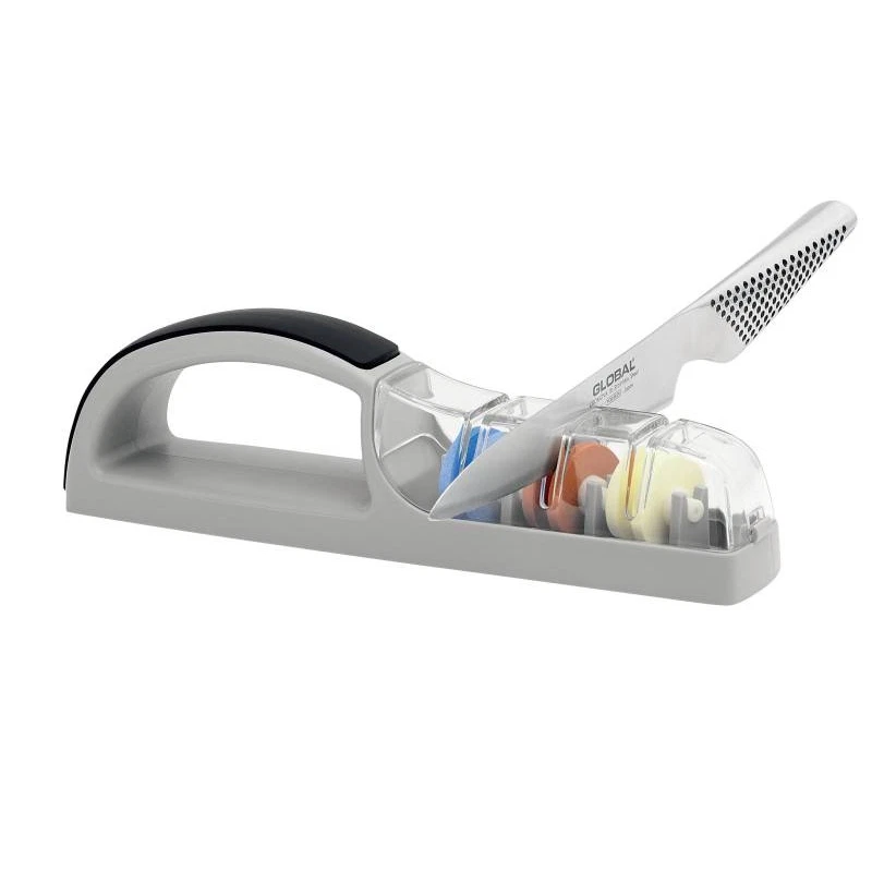 GLOBAL MINOSHARP Plus 3 Ceramic Water Knife Sharpener Grey & Black! RRP $129.00!