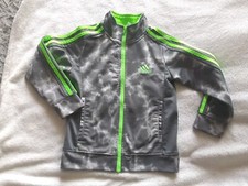 Adidas Full Zip Jacket Gray Camo Green Stripes Size 5 Youth