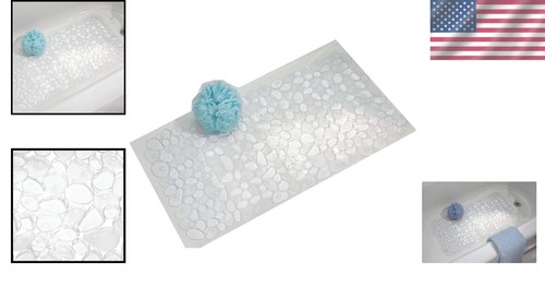 Tappetino da bagno antiscivolo trasparente Pebblz 13,75'' x 26,5'' - Eleva la tua esperienza doccia - Foto 2 di 7
