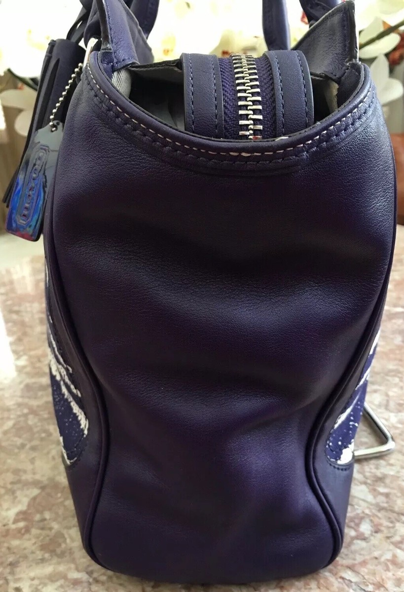 Coach 23409 Legacy Purple Zebra Print Candace Carryall Purse EUC