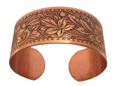 NEW PURE Copper Daisy design Adjustable Cuff Bracelet Arthritis Relief Folklore