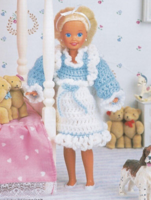 Crochet Pattern 9.5'' Fashion Doll RUFFLED PINAFORE Dress