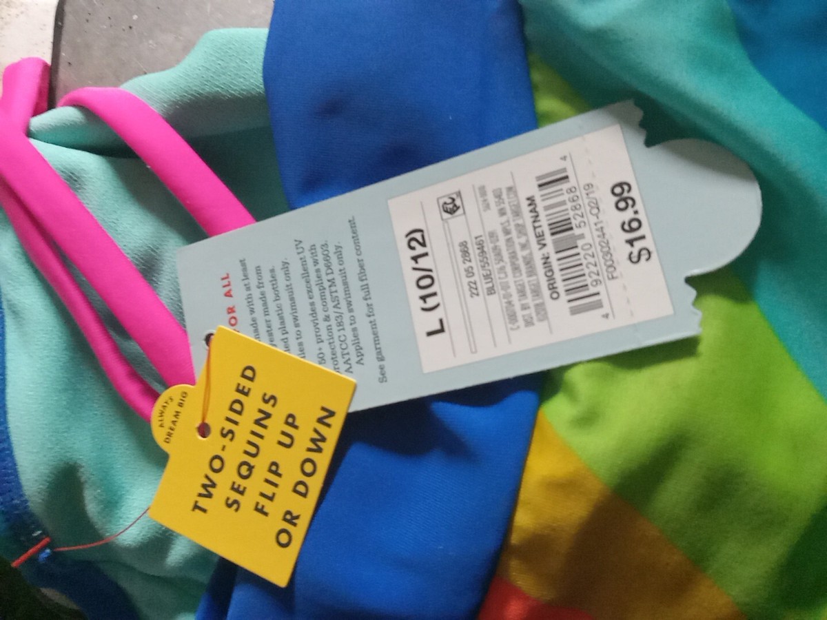 Rainbow Swimsuit Cat & Jack 1 piece Girl Large 10/12 Retail 16.99