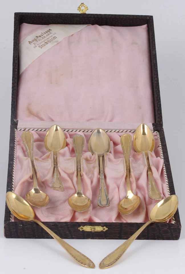 JUEGO DE 8 CUCHARAS DEMITASSE DORADO EN ESTUCHE 8983 Foto 2 de 3