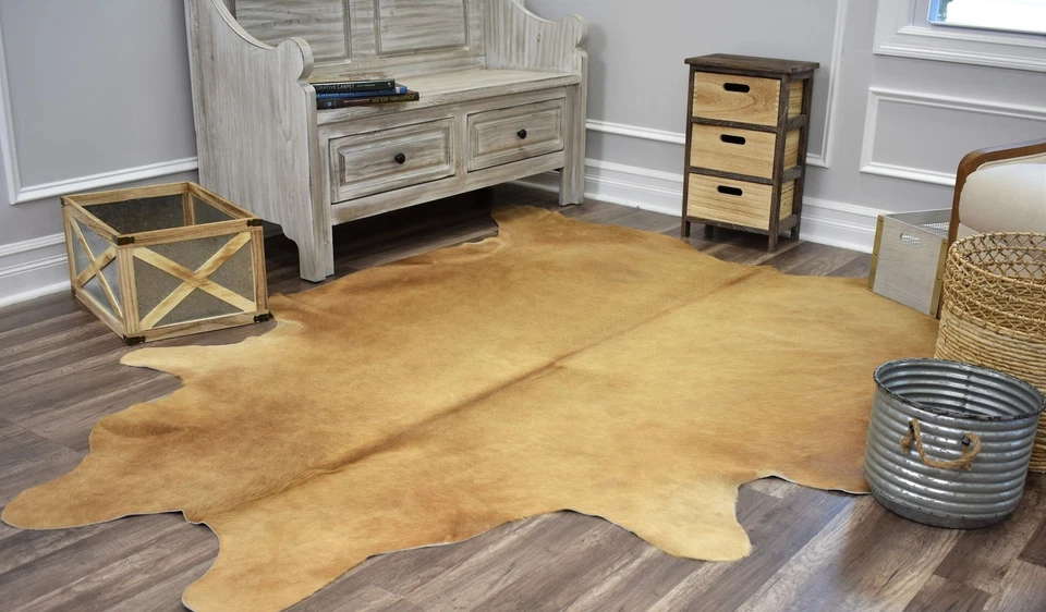 NEW Large Tan Hand Curated Cowhide Area Rug TWO SIZES - Image 4 of 4