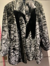 Women’s 1 Madison Black Faux Fur Coat Jacket Size Medium Express Shipping