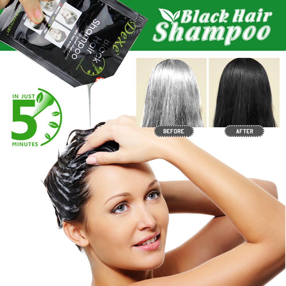 Image 2 - 20*25ml DEXE Black Hair Shampoo 5 minutes Instant Dye Permanent Hair Colour UK