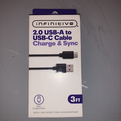 Infinitive 2.0 USB-A to USB-C Type C Charger & Sync Cable 3 foot 18W Max