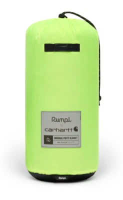 NWT RUMPL ORIGINAL PUFFY COLLAB CARHARTT BLANKET Black Lime 52" x 75" 1-person