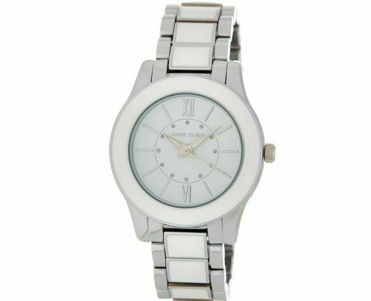 NEW ANNE KLEIN SILVER+WHITE 2 TONE,ROMAN NUMERALS,BRACELET  display picture 3