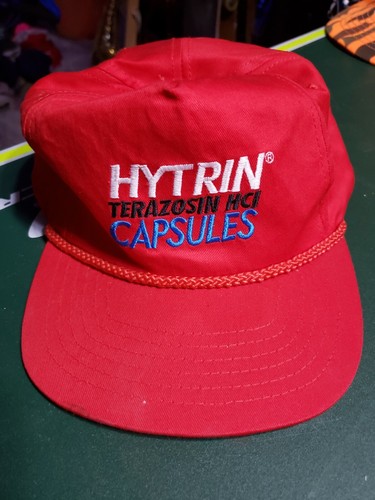 VTG RED  hat baseball cap Hytrin terazosin hci capsules RARE lid old school