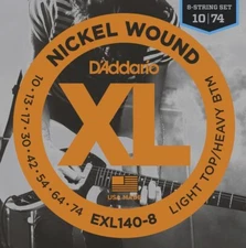 5 Sets D'Addario EXL140-8 Light Top Heavy Bottom 8 String Guitar Strings 10-74