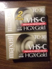 MAXWELL TC-30 VHS-C PREMIUM HIGH GRADE HGX-GOLD 2-PACK NEW CAMCORDER VIDEOCASSET