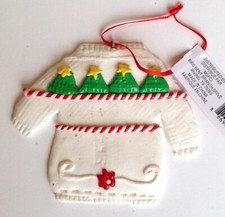 UGLY SWEATER  Christmas Tree Ornament - White/Multi - Brand New