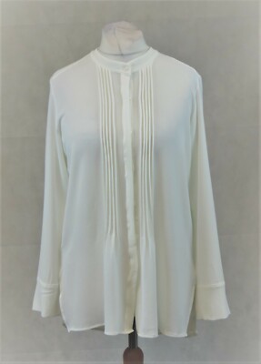 James Lakeland Langarm Grandad Kragen Bluse Größe 16 UK UVP 159 £ CR019 FF 19