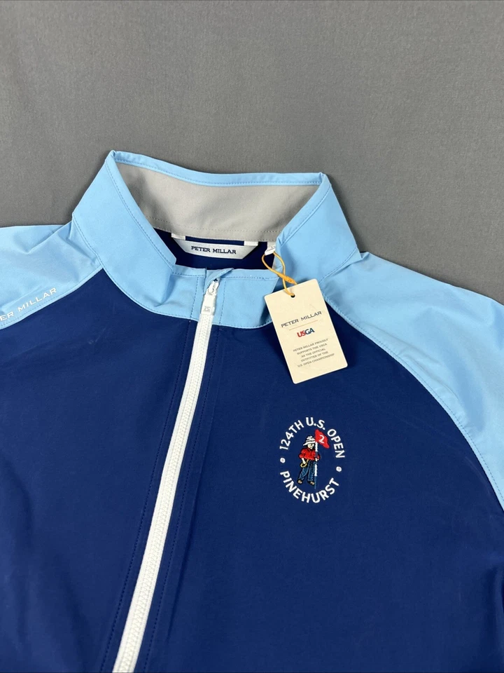 Peter Millar Golf Rain Jacket Pinehurst US Open Logo XL Blue Crown Sport NWT - Image 3 of 4