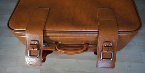 Retro Auto Oldtimer Koffer antik Vintage Natur Leder Reise Gepäck Deko Tasche - Bild 18 von 18