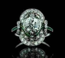 Women's Vintage Antique Jewelry Ring 2.89CT Round Cut Diamond 14K White Gold FN