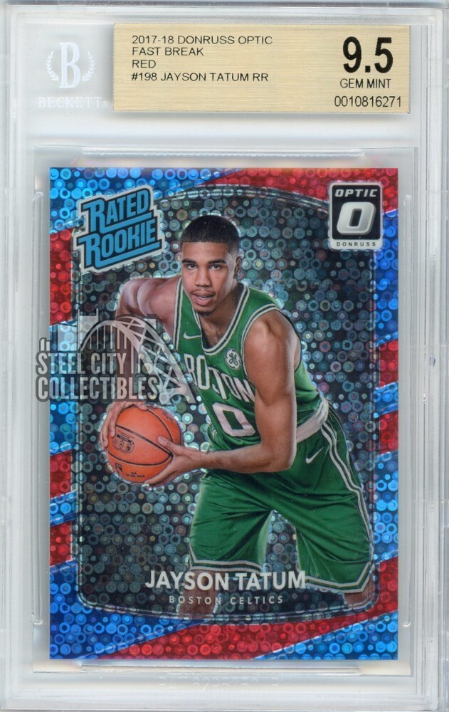 Jayson Tatum 2017-18 Panini Optic Red Fast Break Rookie Card /85 #198 BGS 9.5