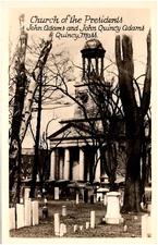 Church of the Presidents Cemetery Adams Quincy Massachusetts 1920s RPPC Postcard