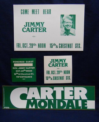 1976 President Jimmy Carter Philadelphia PA campaign rally flier ...