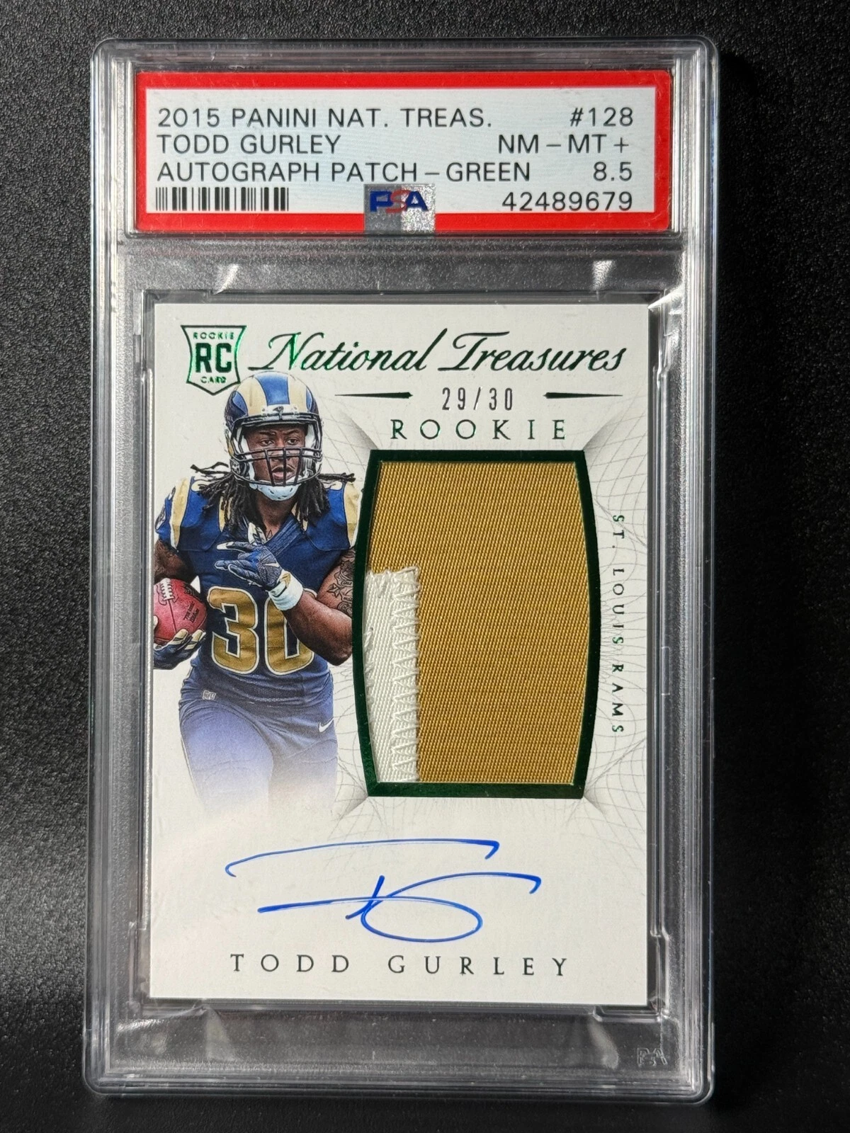 Todd Gurley Panini National Treasures #128 Autograph Patch-Green
