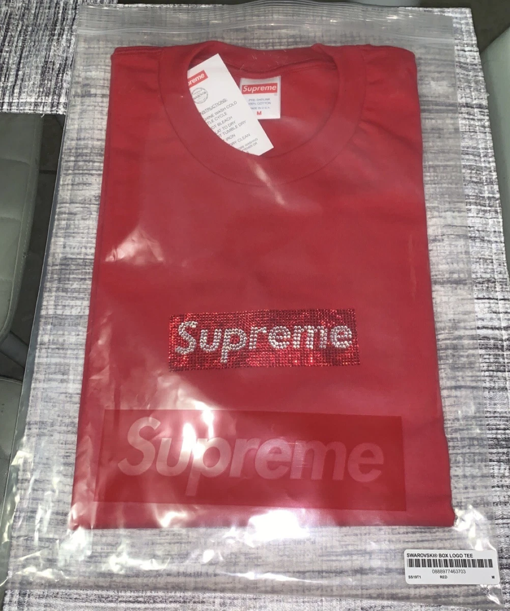 Supreme 25th Anniversary Swarvoski Box Logo Tee Shirt Medium Red