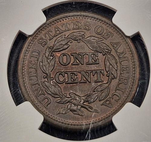 1846 (Medium Date, N-11) Braided Hair Large Cent | NGC UNC Details, Cleaned - Picture 4 of 4