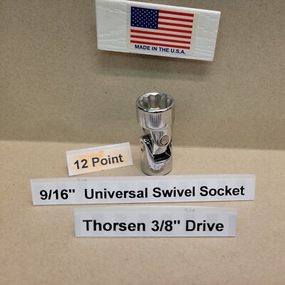 Thorsen 9/16 Universal Swivel Socket 11948 3/8 Dr 12pt For Mechanics & Craftsman