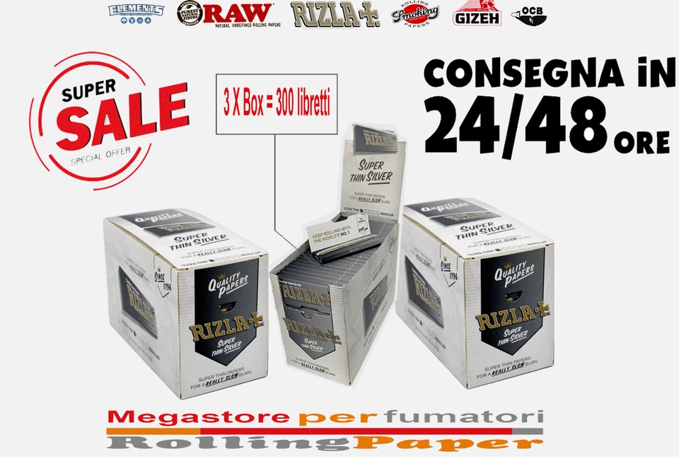 3 x Rizla Argento Corte Silver Regular – 3x 100 Libretti = 15.000 Fogli