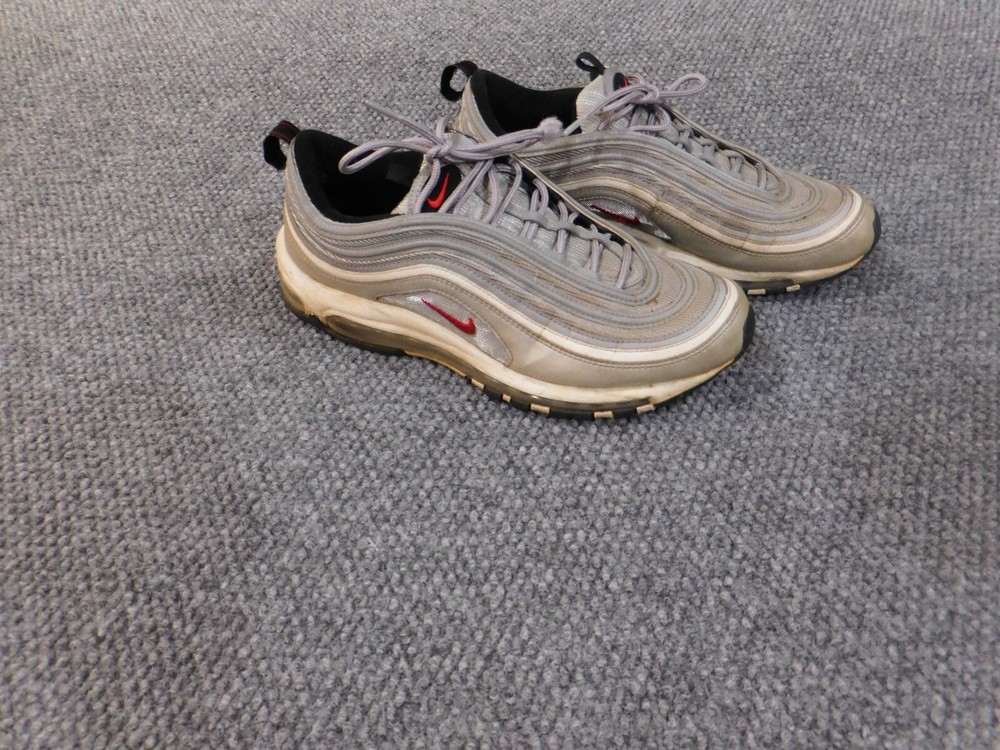 Nike Air Max 97 Men Size 10.5 Silver Logo Laced White Retro Sneakers 90s Classic