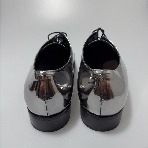 Scarpe derby Saint Laurent Adrien 25 pelle metallizzata argento uomo EU 40 US 7