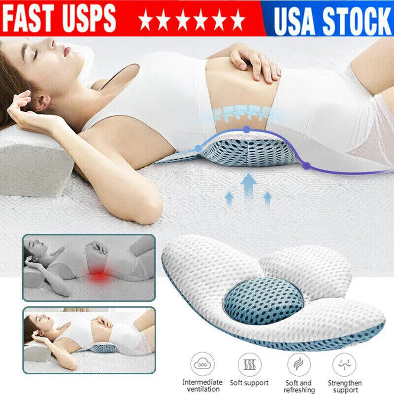 Lumbar Support Pillow For Office Chair,Memory Foam Back Waist Cushion  Pregnancy Sleeping Pillows for Relieve Pain Support Waist for Beds,Car Seats ,Chair (White) 