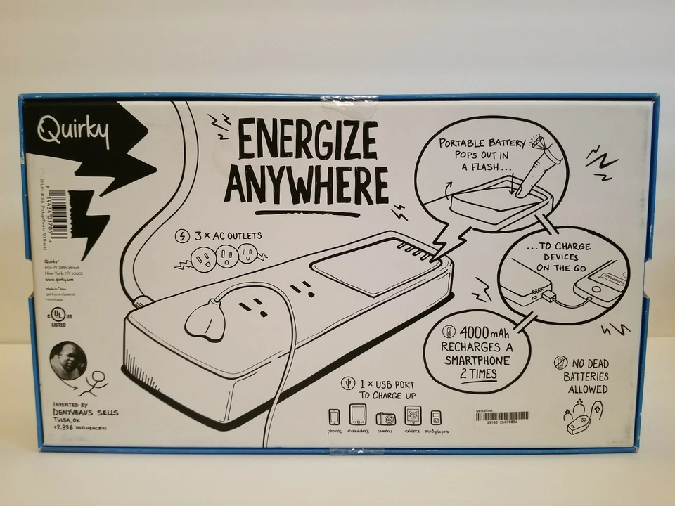 Quirky Pick Up Power Portable Battery + Surge Protector -1080 J (Black) - Image 3 of 3